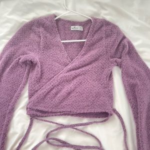 Hollister purple tie back sweater